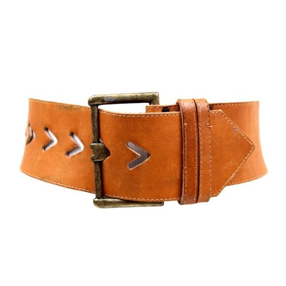 Limited EXPRESS TAN BROWN GENUINE LEATHER 2.75"Wd CORSET WOMEN'S BELT Sz S (A10 - Picture 1 of 10